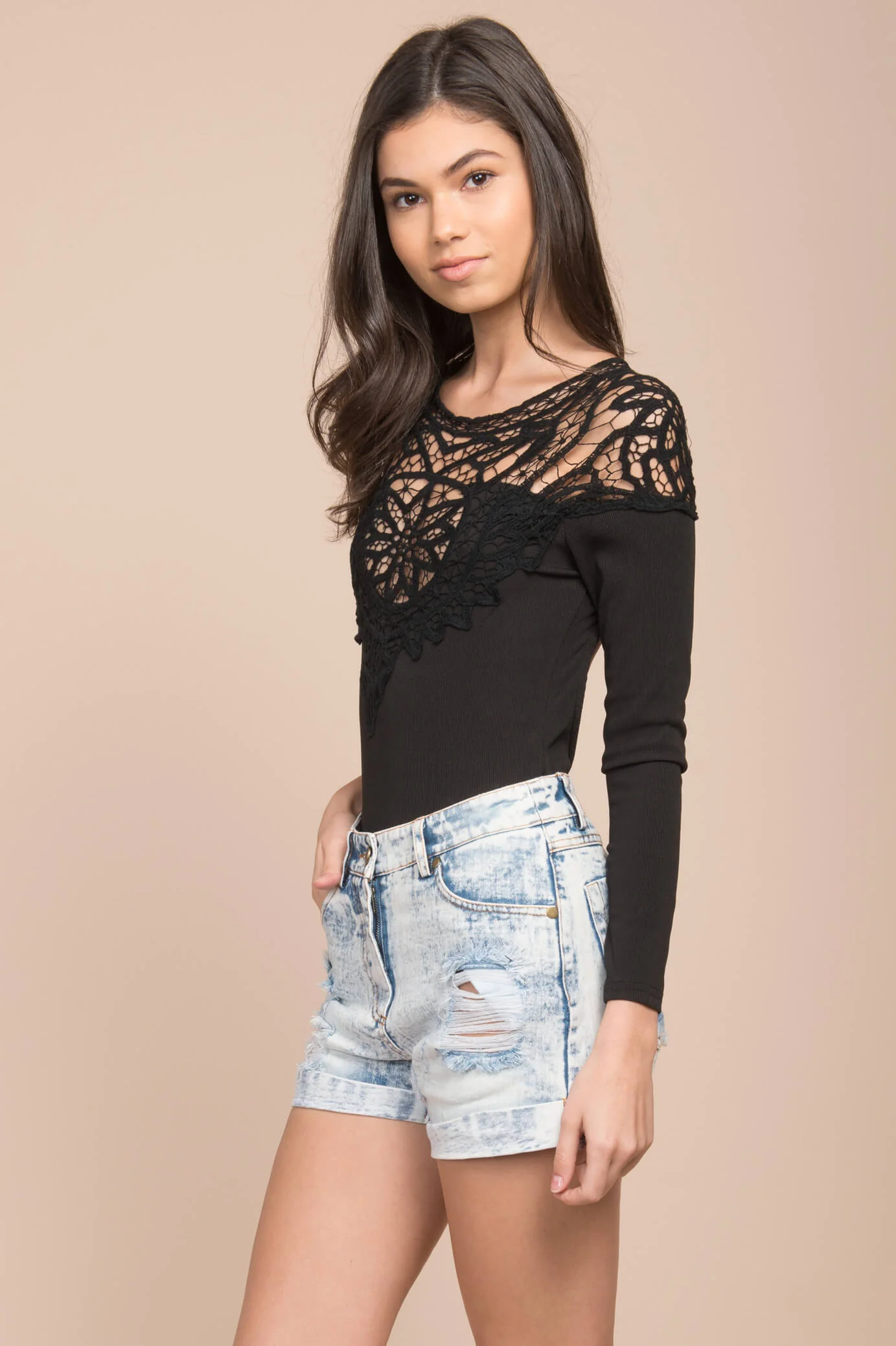 Brittan Crochet Bodysuit Black - Sonourner