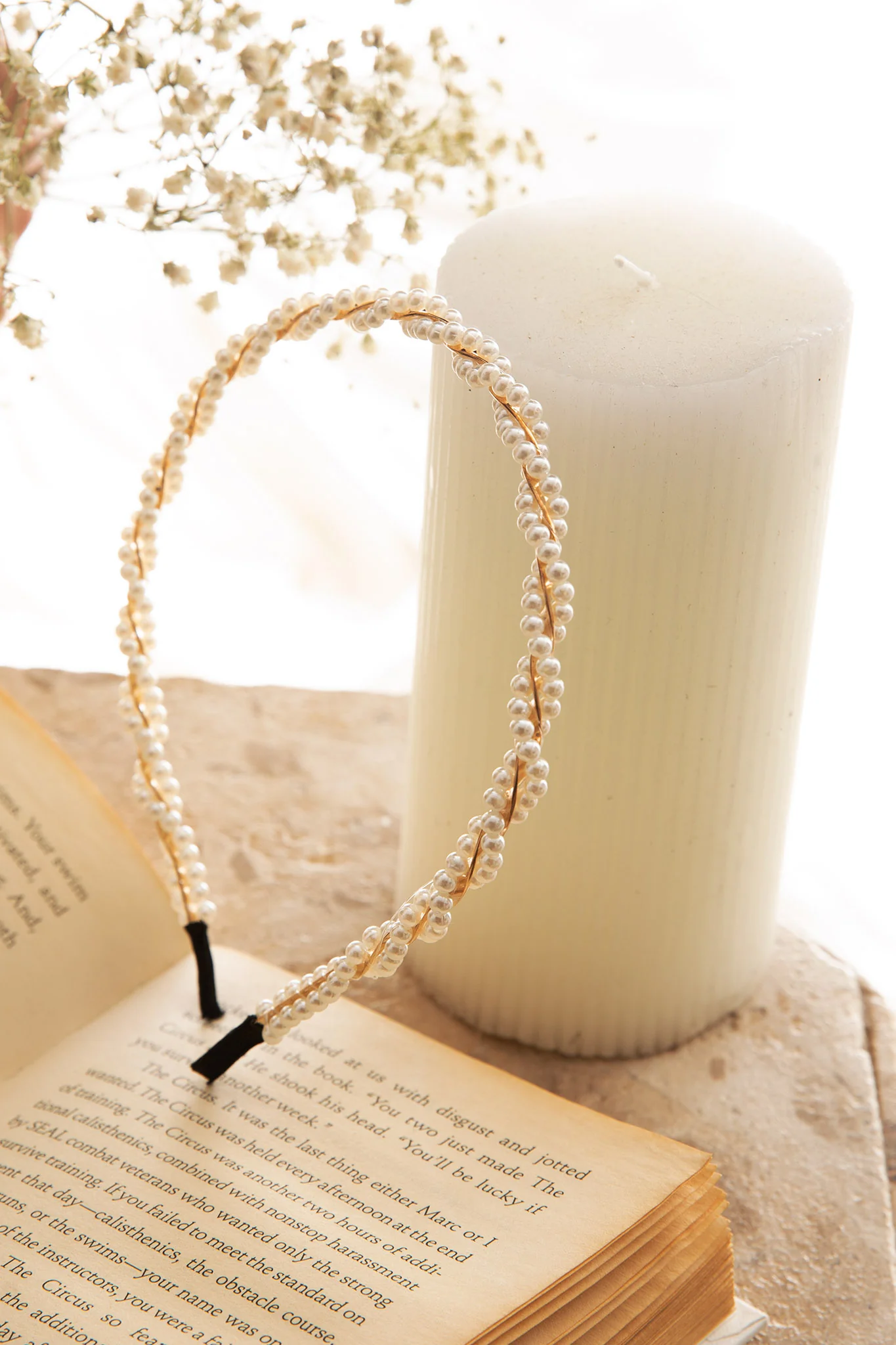 Odette Twisted Pearl Headband Gold - Sonourner