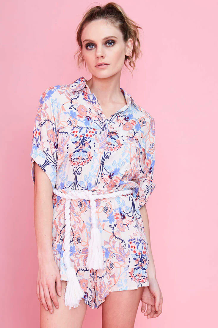 Cassidy Casual Romper Floral Red - Sonourner