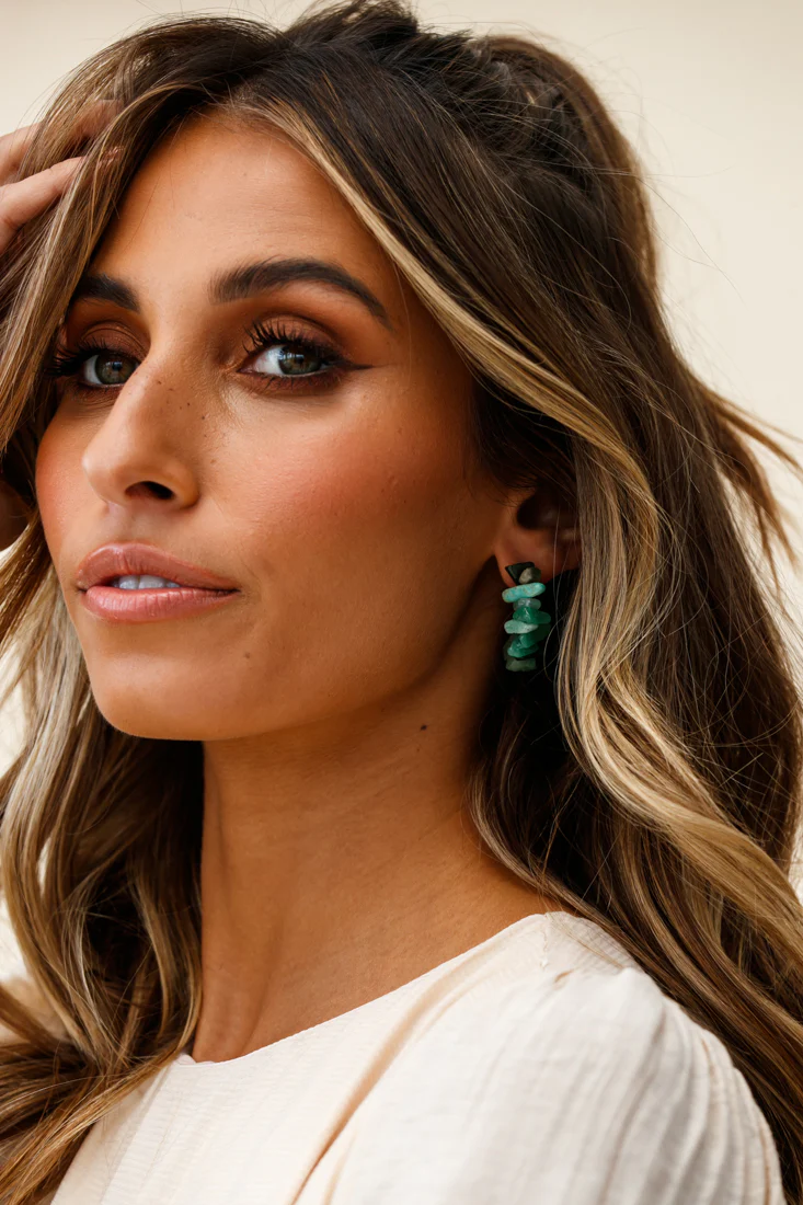 Jasmine Raw Cut Earrings Jade - Sonourner