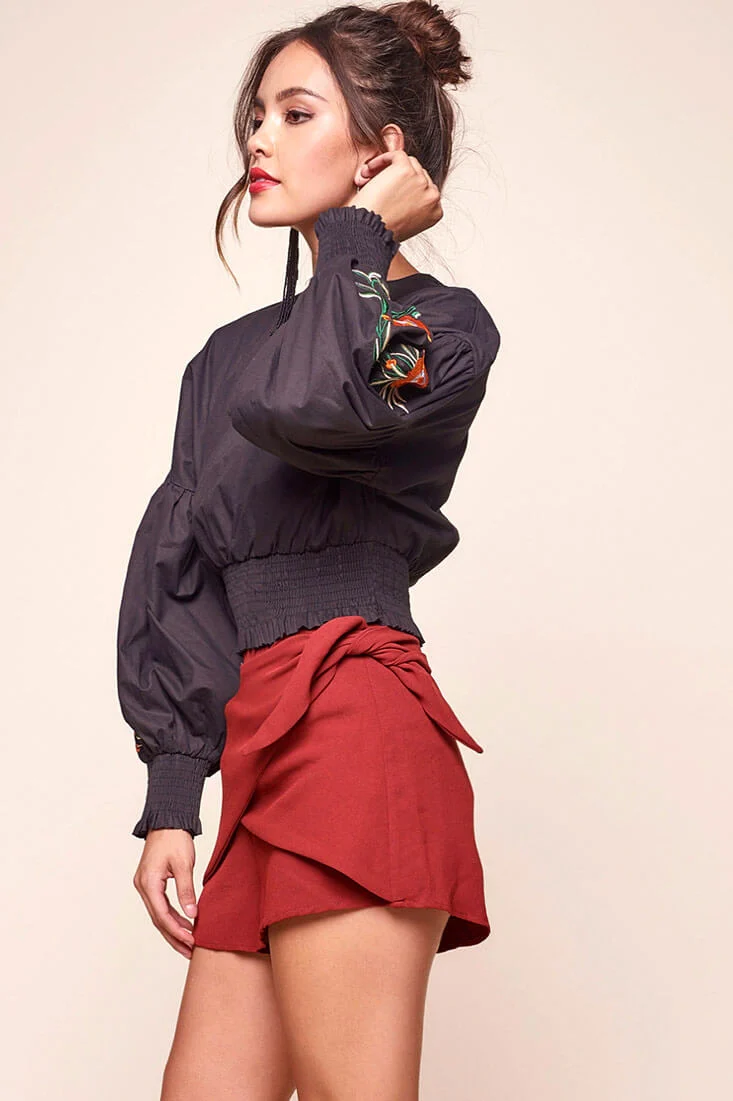 Simone Dressy Wrap Shorts Burnt Orange - Sonourner