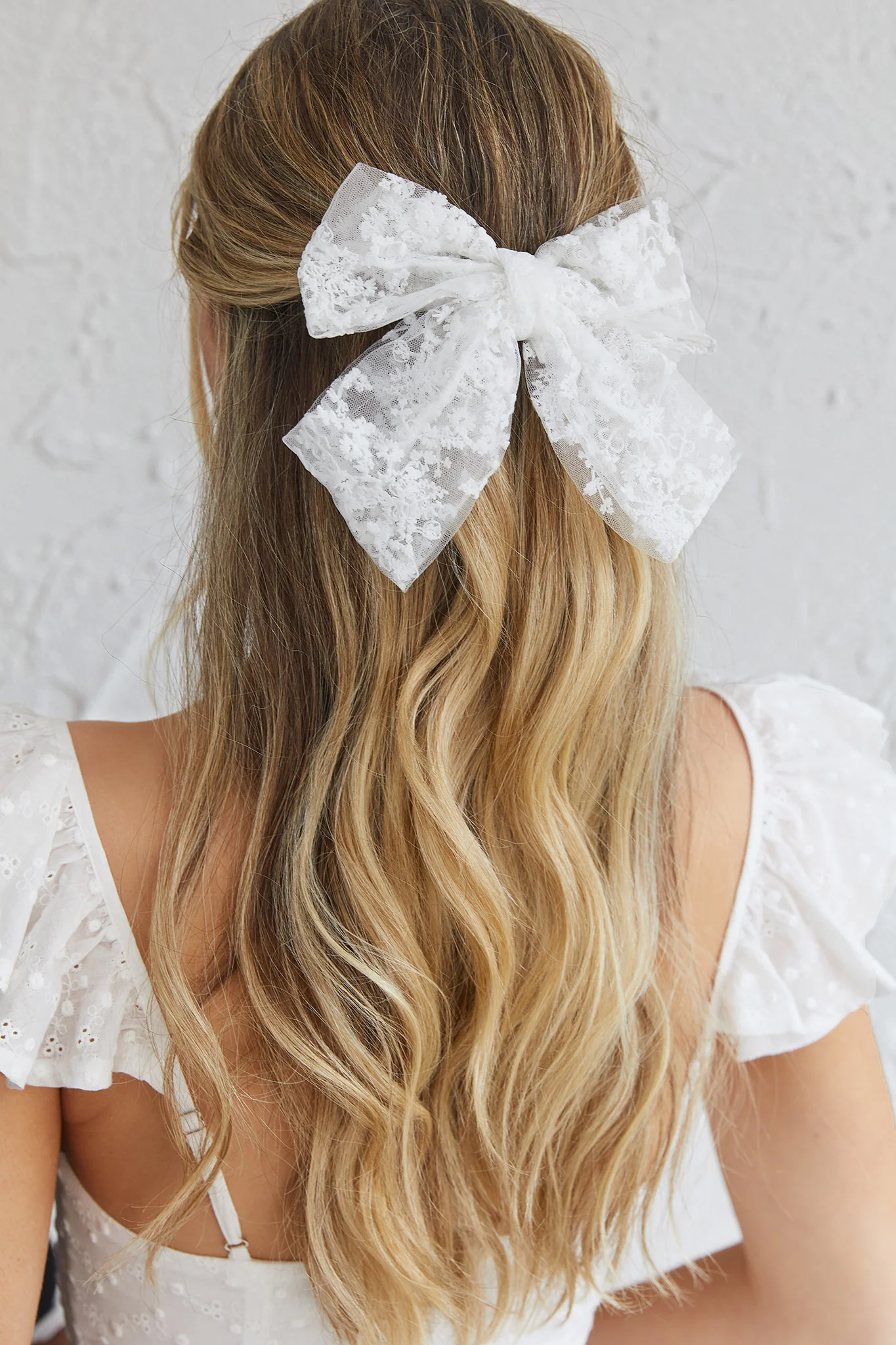 Belle Lace Bow Barrette Clip White - Sonourner