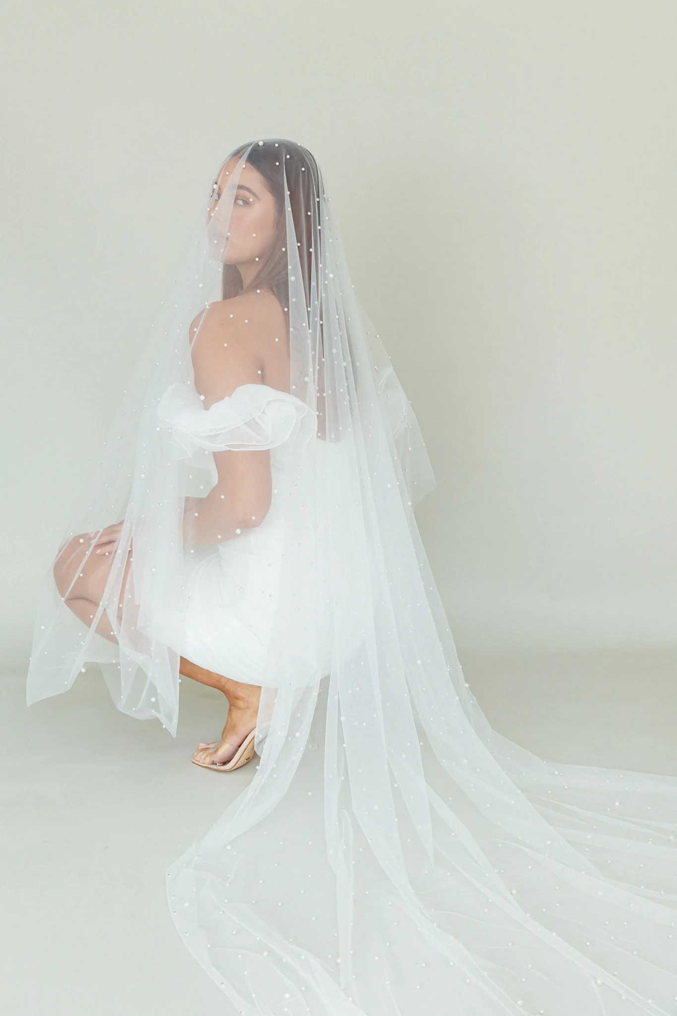 Angela Pearl Embellished Veil White - Sonourner