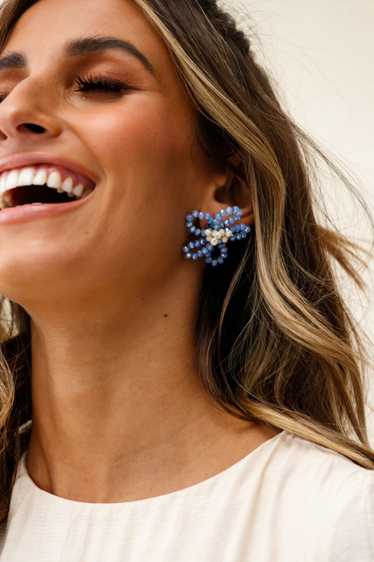 California Wildflower Beaded Earrings Blue - Sonourner