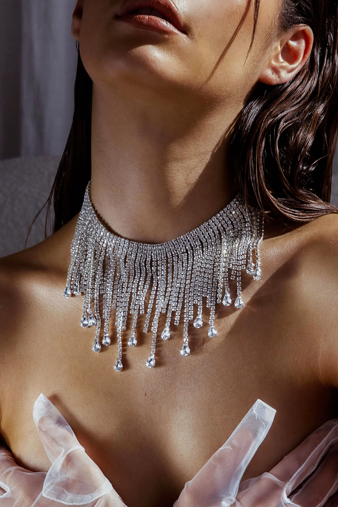 Isadora Cascade Crystal Necklace Silver - Sonourner