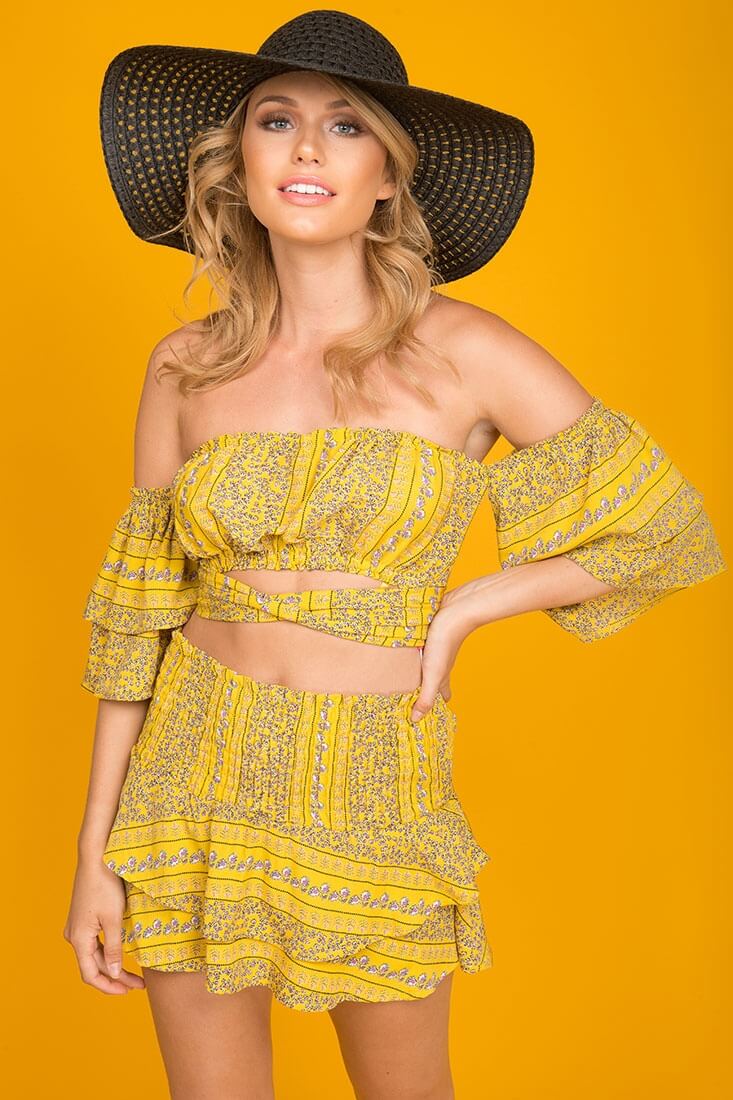 Emory Floral Print Top Yellow - Sonourner